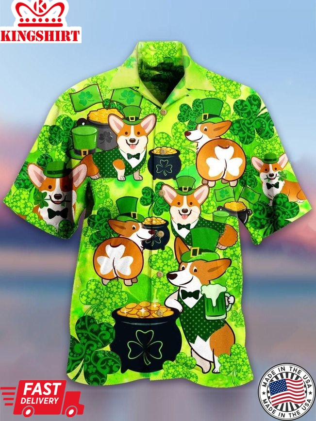 Corgi Patrick's Day Trendy Hawaiian Shirt