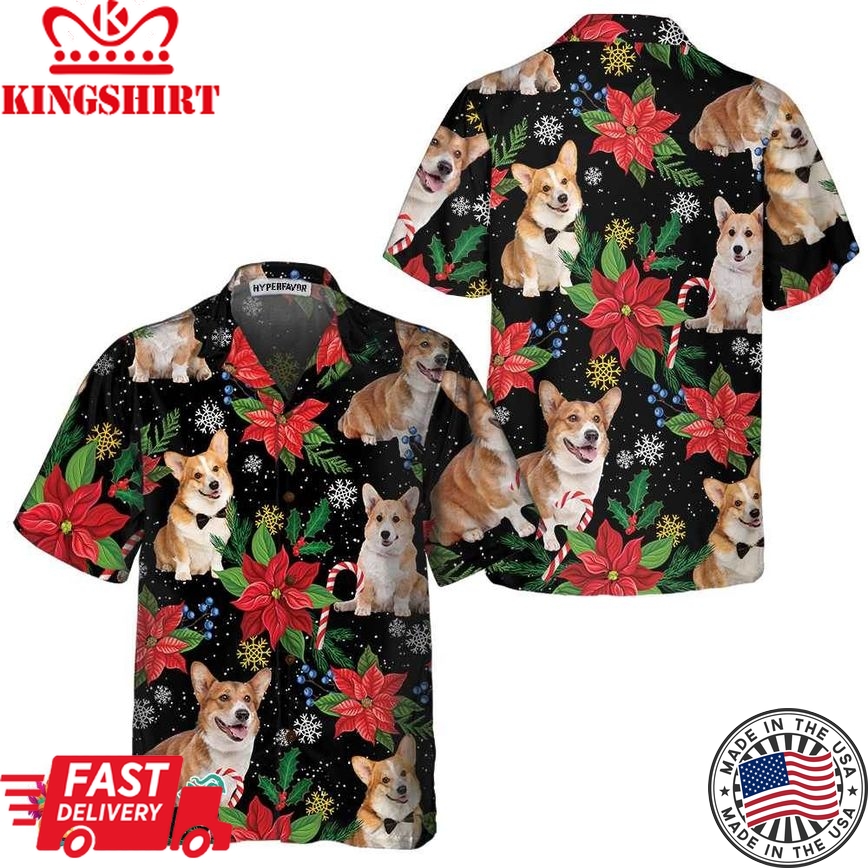 Corgi With Christmas Plants Hawaiian Shirt, Funny Corgi Christmas Shirt For Men & Women, Best Christmas Gift