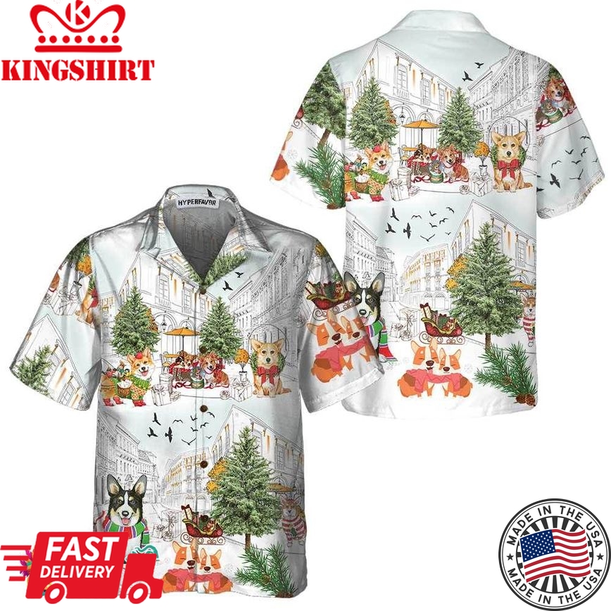 Corgis On Christmas Day Hawaiian Shirt, Corgi Dog Christmas Shirt For Men & Women, Best Christmas Gift