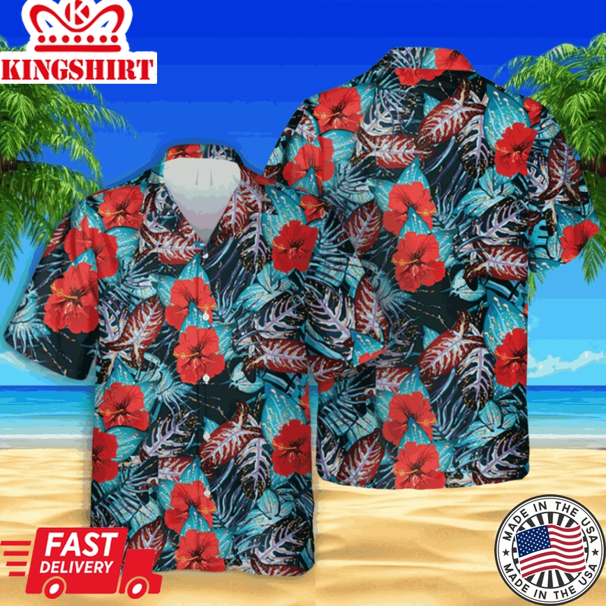 Corlorful Hibicus Hawaii Shirt, 3D Clothing, Gift For Boyfriend