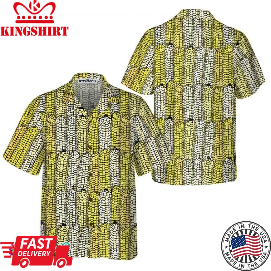 Corn Cob Plant Seamless Pattern Hawaiian Shirt, Corn Shirt Button Up, Hawaiian Shirt With Corn