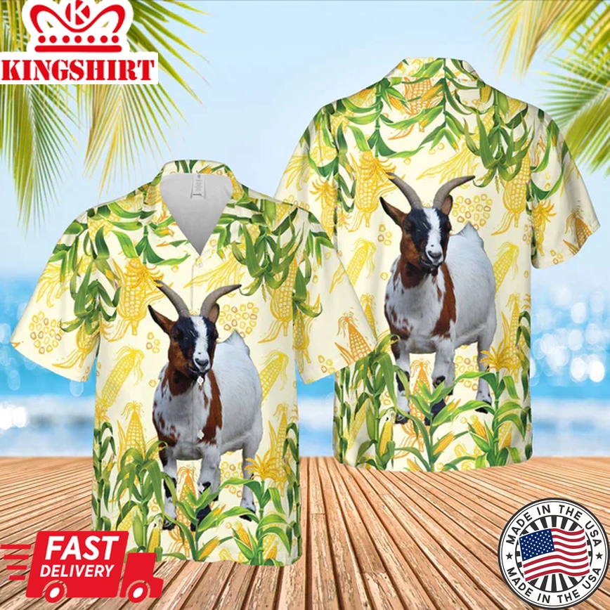 Corn Farm Goat 3D Trendy Hawaiian Shirt, Cow Trendy Hawaiian Shirt, Summer Gifts For Men And Women