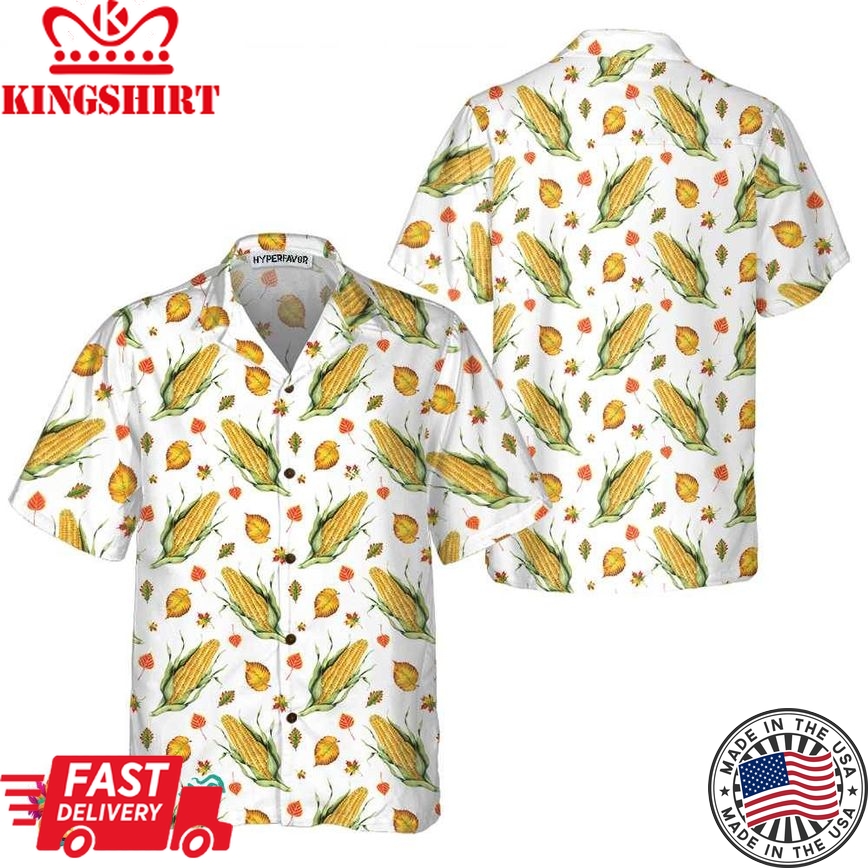 Corns And Leaves Hawaiian Shirt, Corn On The Cob Shirt, Best Corn Shirt For Men Gift Idea