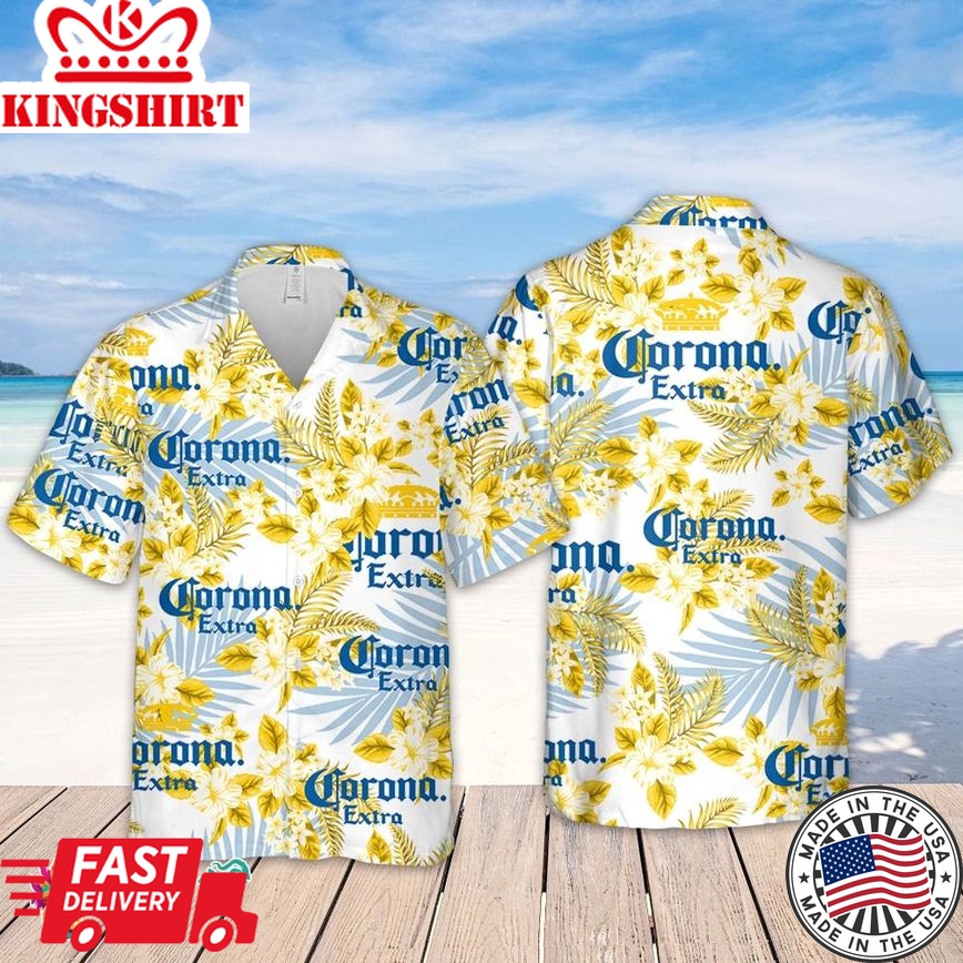 Corona Hawaiian Flowers Pattern Shirt, Hawaiian Beer Lover Shirt, Classic Flowers Beer Aloha Shirt