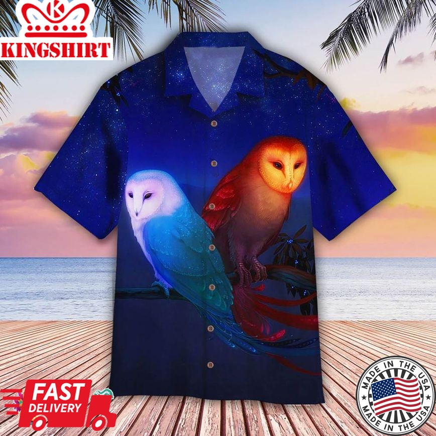 Couple Owl Hawaiian Aloha Beach Shirt