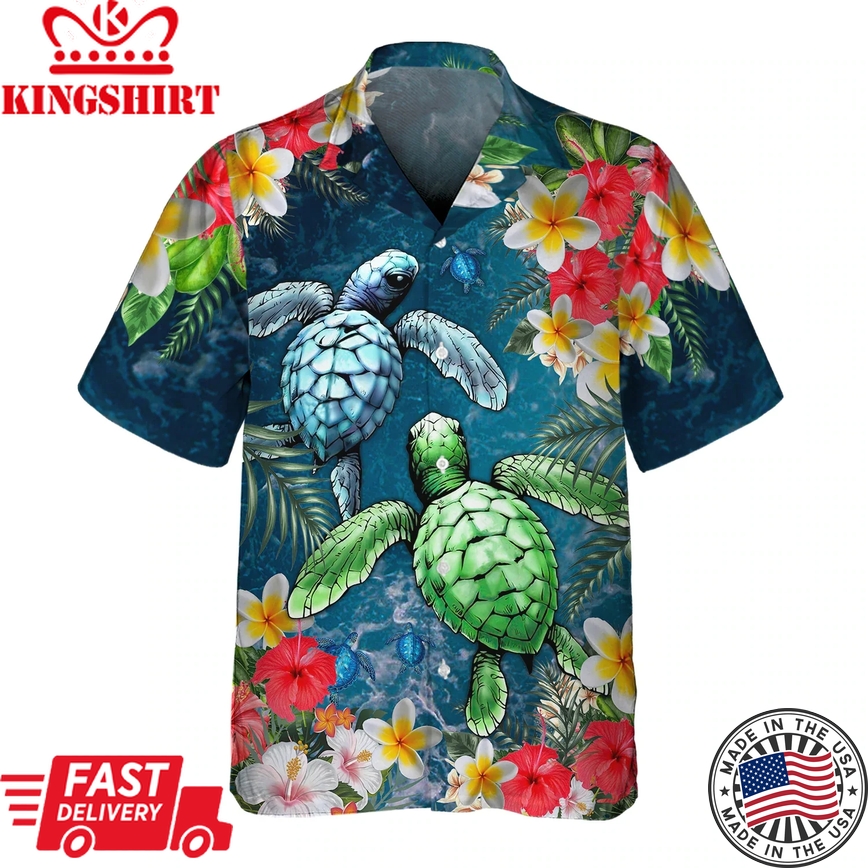 Couple Turtle Ocean 3D Trendy Hawaiian Shirt Men's