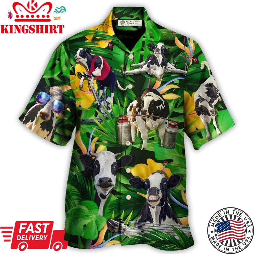 Cow Dancing And Play Funny Tropical Style Hawaiian Shirt