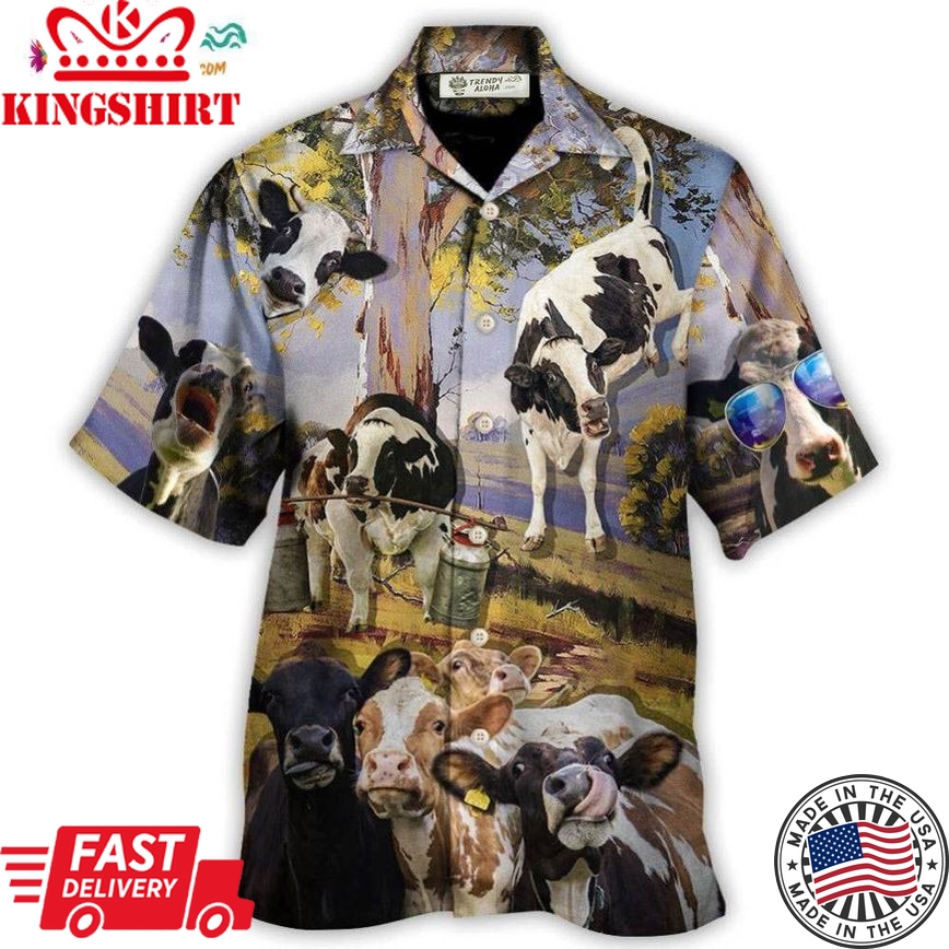 Cow Dancing In The Australian Landscape Funny Art Style Hawaiian Shirt