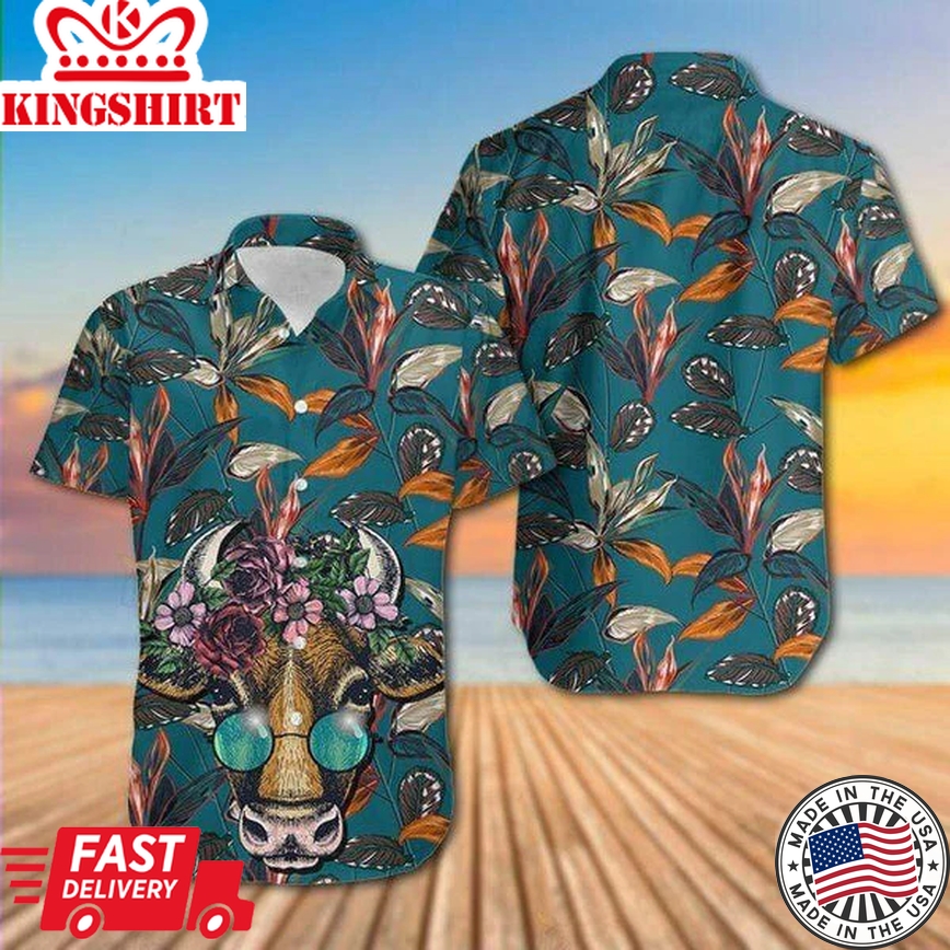 Cow Floral Tropical Trendy Hawaiian Shirt: Fun and Colorful Apparel for Men & Women