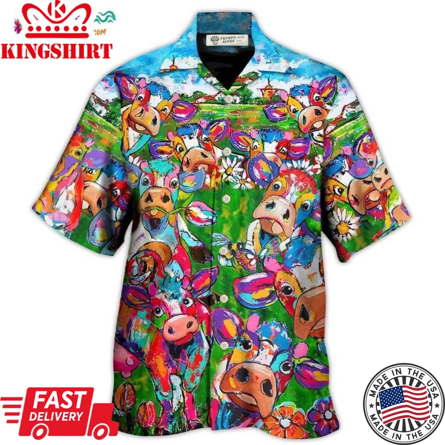 Cow Flower Funny In Farm Hawaiian Shirt