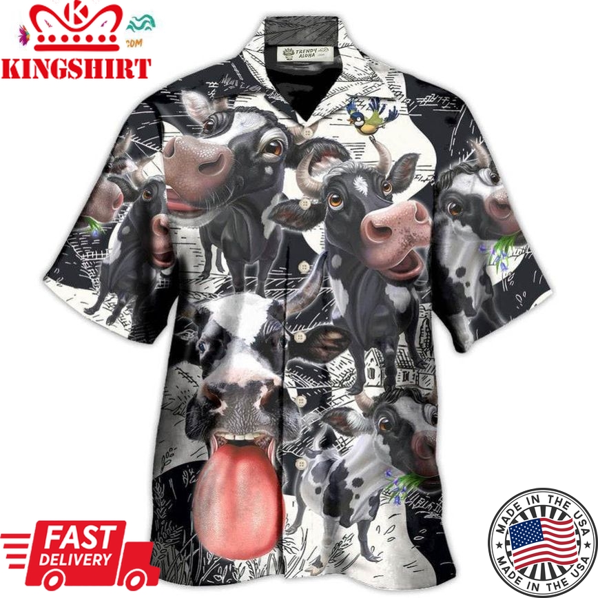 Cow Funny Dairy Cow Happy Life In The Farm Hawaiian Shirt