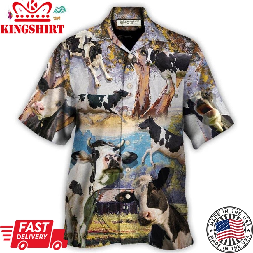 Cow Funny Dancing In The Australian Landscape Lover Cattle Art Style Hawaiian Shirt