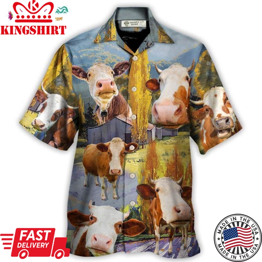 Cow Funny In The Australian Landscape Lover Cattle Art Style Hawaiian Shirt