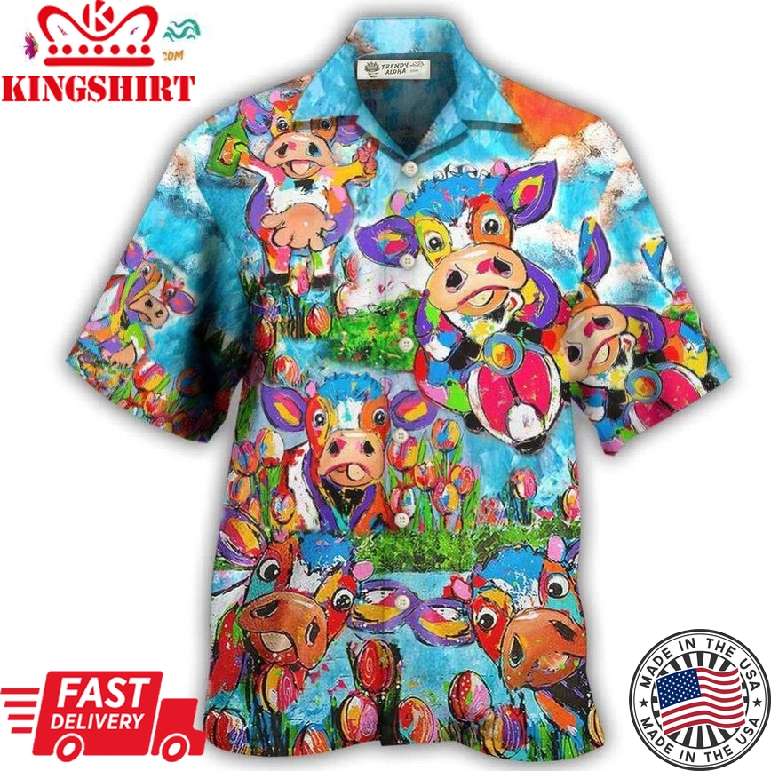 Cow Happy Love Funny Animals Hawaiian Shirt