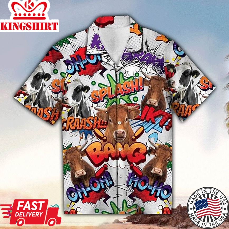 Cow Hawaiian Shirt Cow Pop Art Hawaiian Aloha Beach Shirt