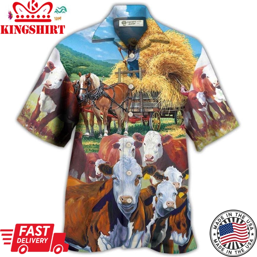 Cow Peaceful Life Hereford Cow Hawaiian Shirt