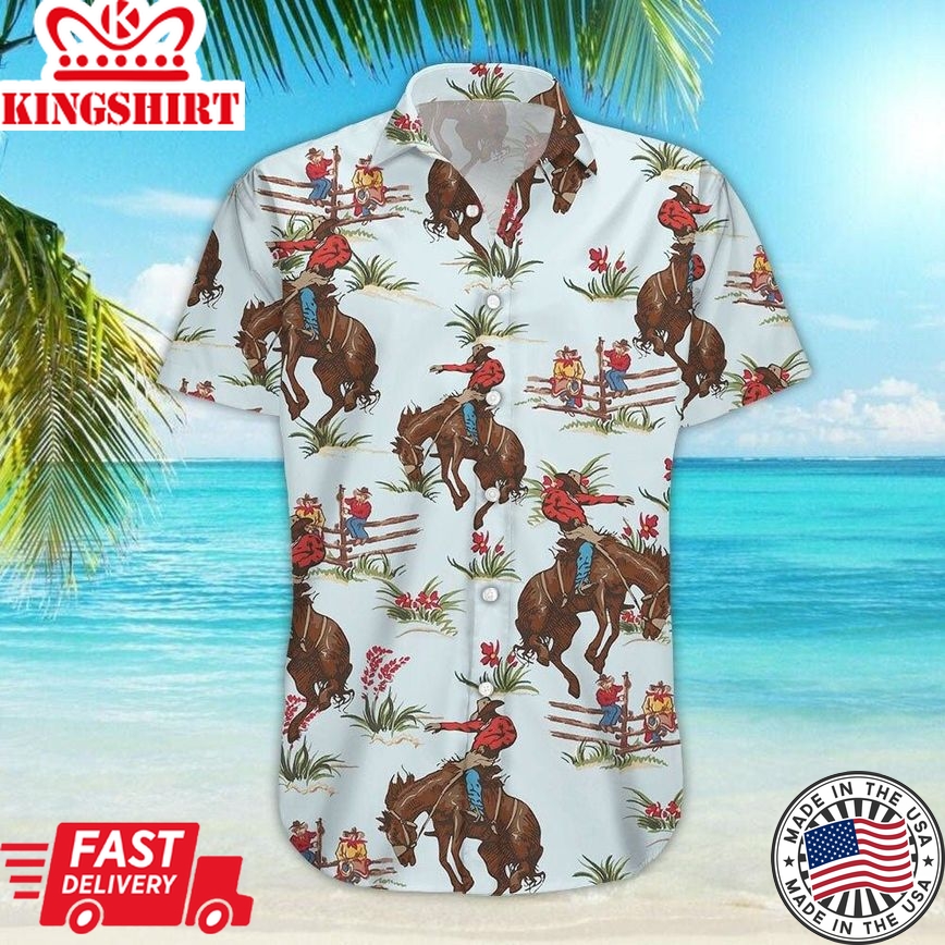 Cowboy Hawaiian Shirt - Awesome Cowboy Ridding Horse Hawaii Shirt