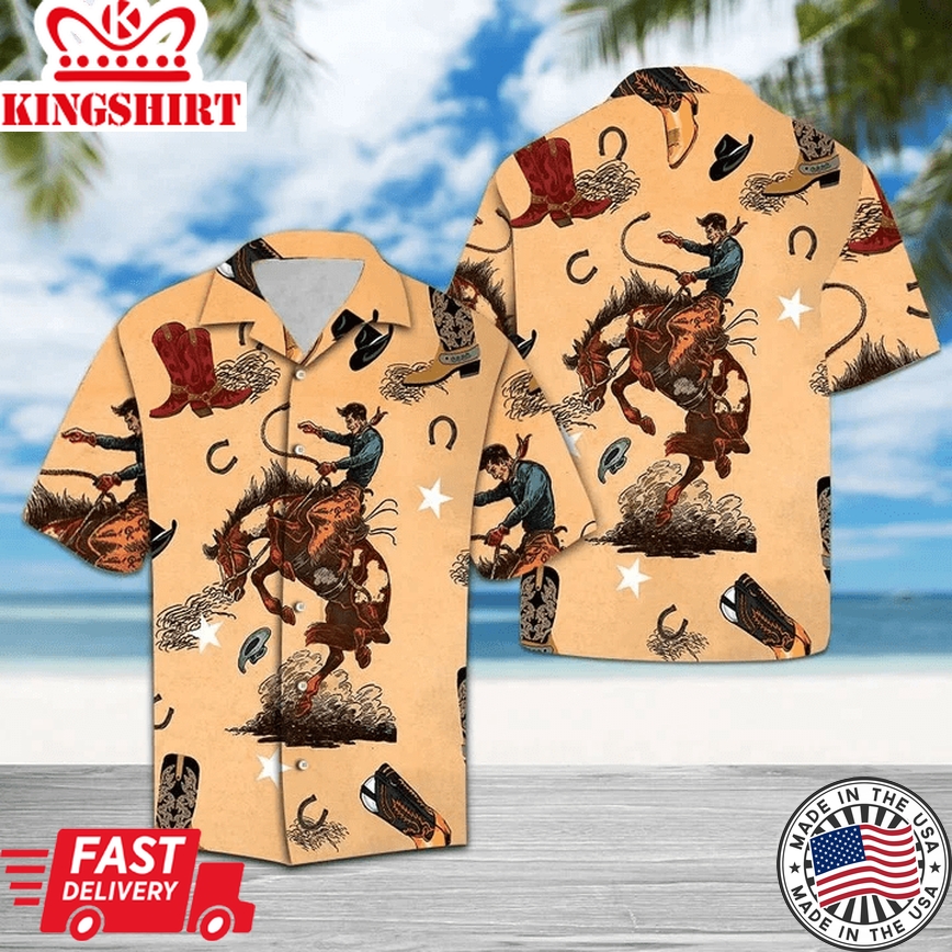 Cowboy Life Horseshoes Stars Trendy Hawaiian Shirt For Men