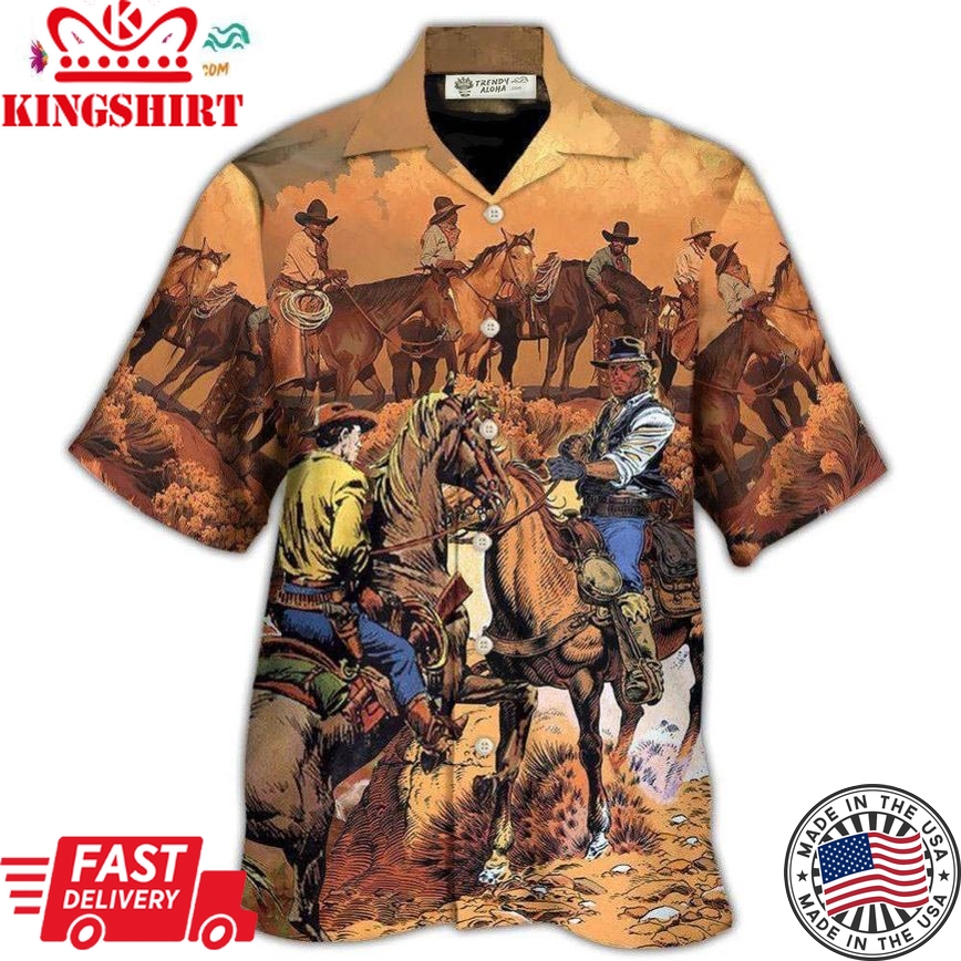 Cowboy Western Riding Horse Hawaiian Shirt