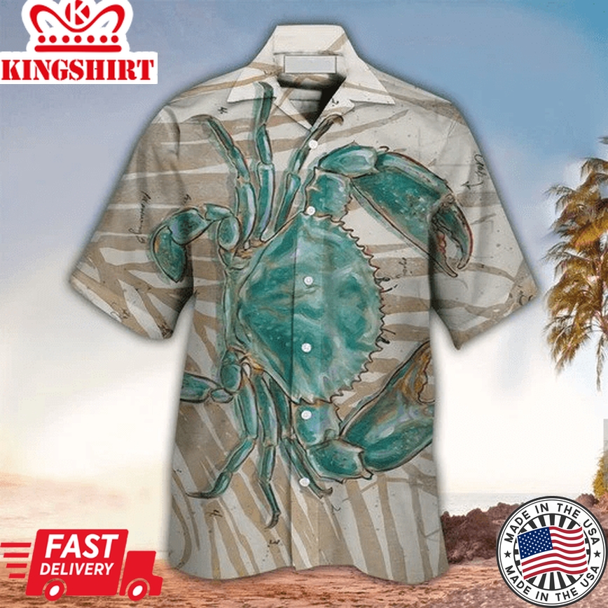 Crab Aloha Shirt, Crab Lover Trendy Hawaiian Shirt For Summer Gifts