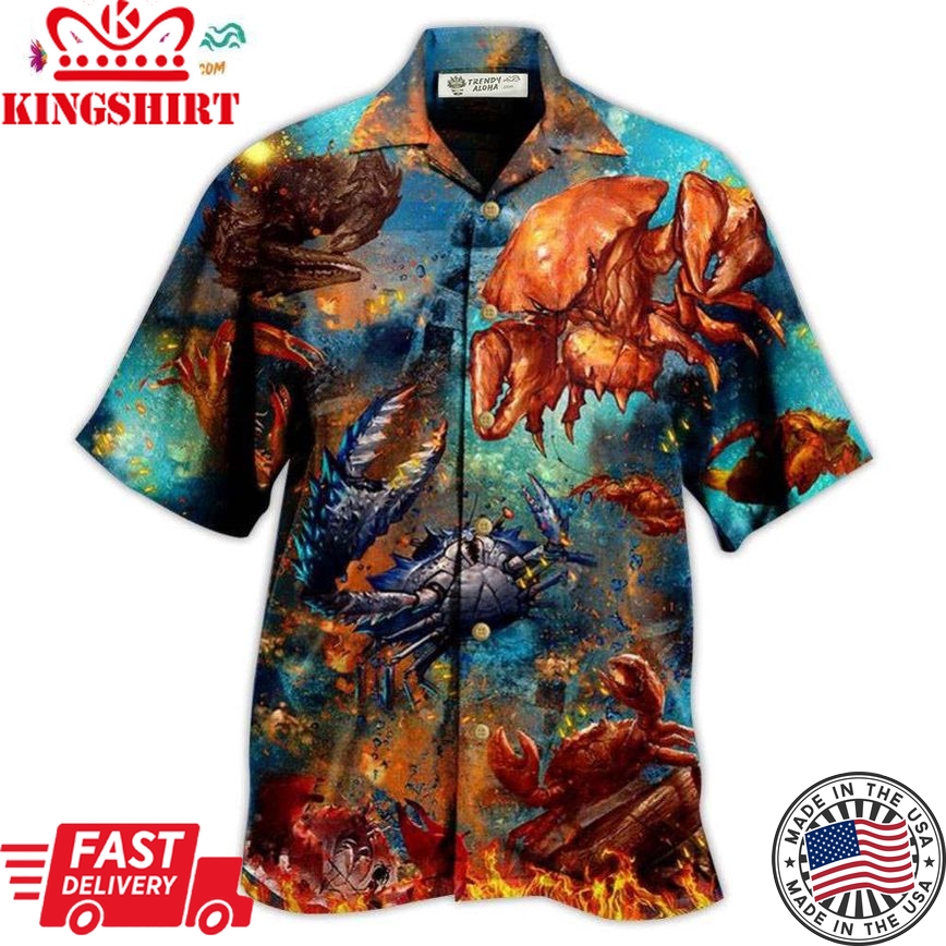 Crab Let'S Get Crackin' In Ocean Hawaiian Shirt