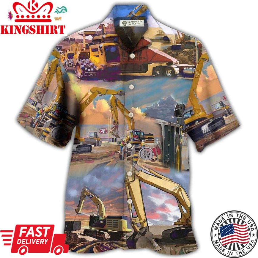 Crane Construction Art Office Hawaiian Shirt