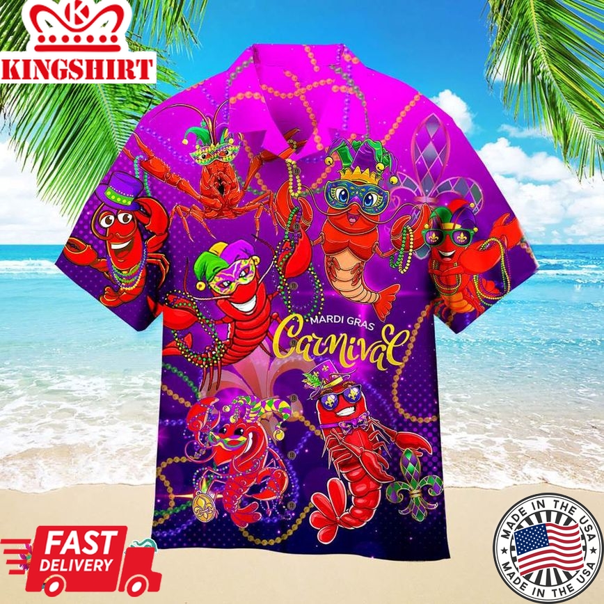 Crawfish Mardi Gras Aloha Hawaiian Shirts