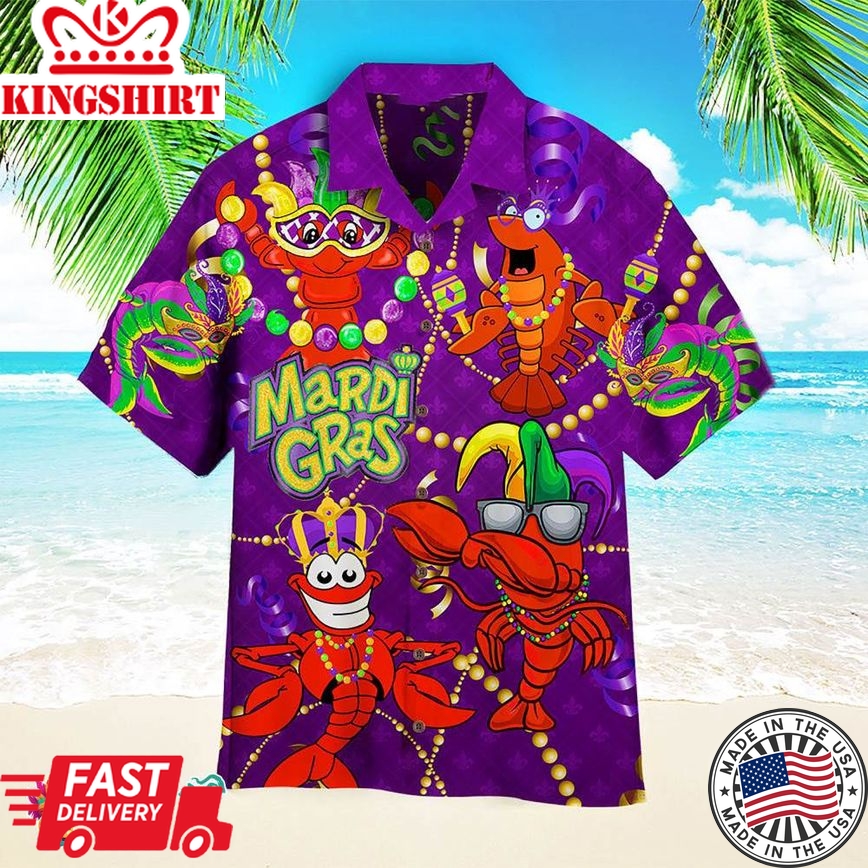 Crawfish Mardi Gras Happy Mardi Gras Aloha Hawaiian Shirts