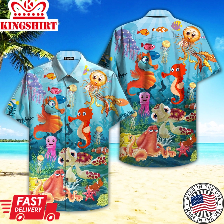 Crazy Funny Under The Ocean Life Trendy Hawaiian Shirt