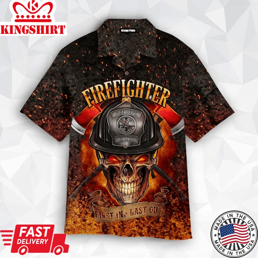 Crazy Skull Firefighter Trendy Hawaiian Shirt