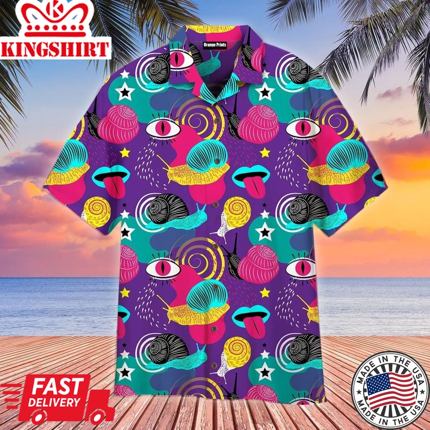 Crazy Snails Colorful Trendy Hawaiian Shirt