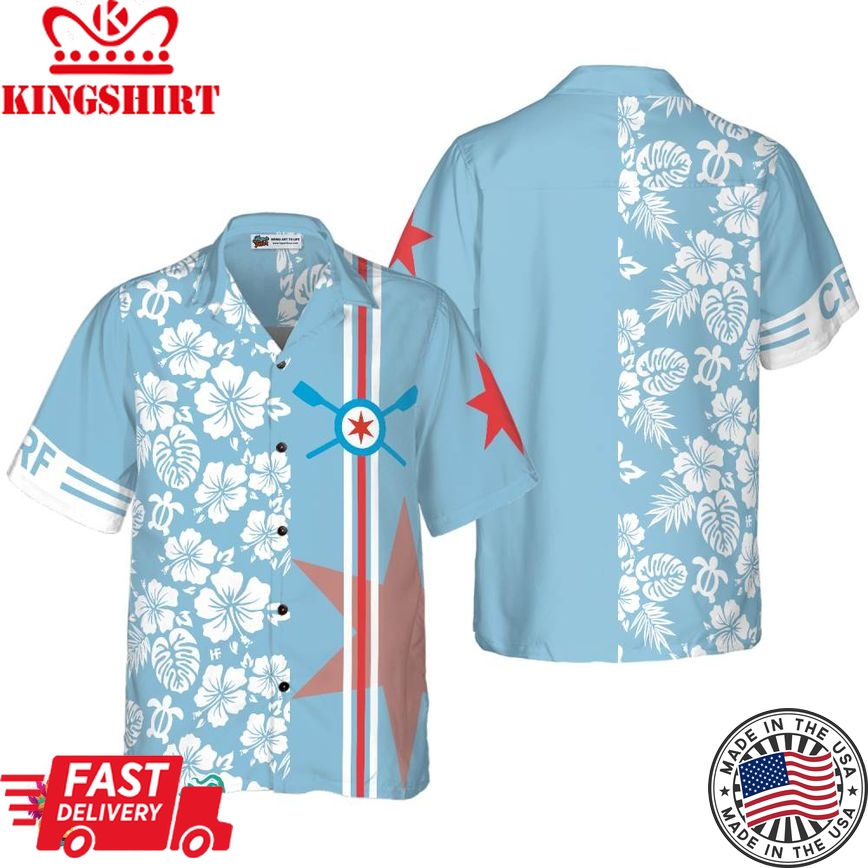 Crf Chicago Flag Tropical Flowers Pattern Hawaiian Shirt