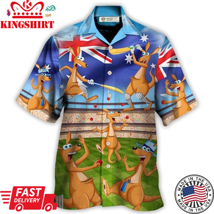 Cricket Kangaroo Play Cricket Funny We Love Cricket Hawaiian Shirt