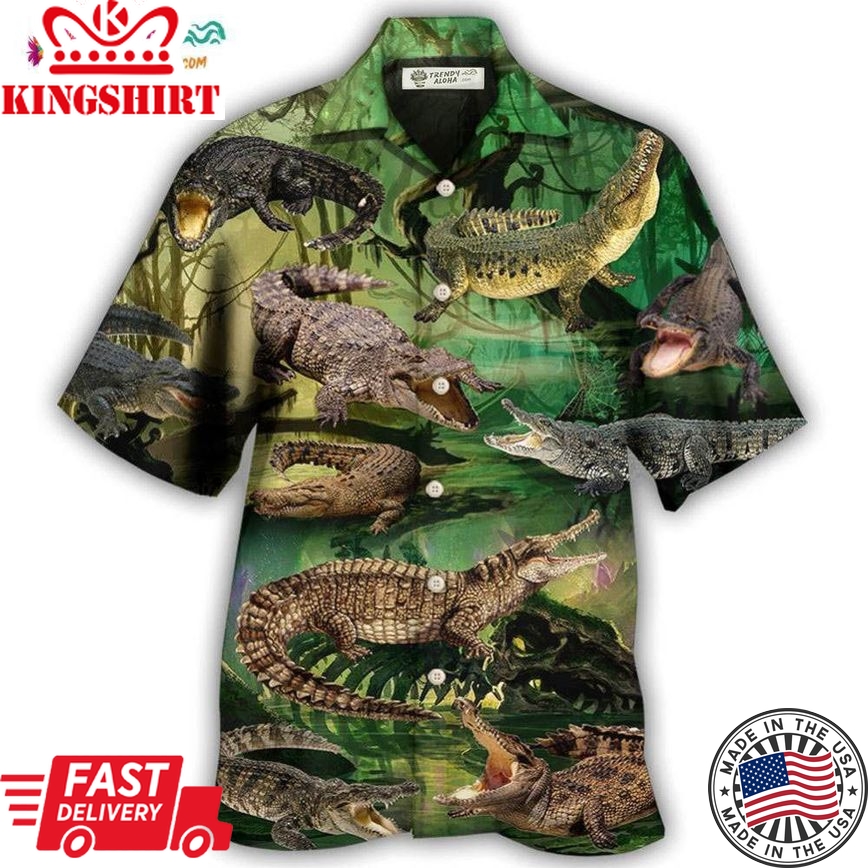 Crocodile Fall In Love Hawaiian Shirt