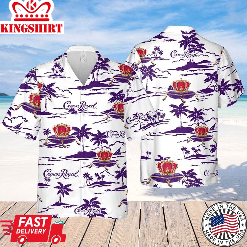 Crown Royal Whiskey Hawaiian Beach Pattern Shirt, Hawaii Beer Shirt, Crown Royal Hawaiian Summer Shirt, Crown Royal Aloha Shirt