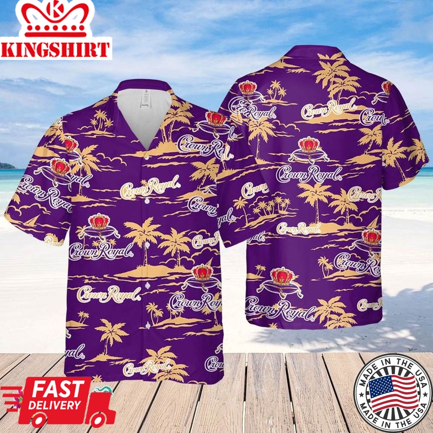 Crown Royal Whiskey Hawaiian Beach Pattern Shirt, Summer Beer Hawaiian Shirt