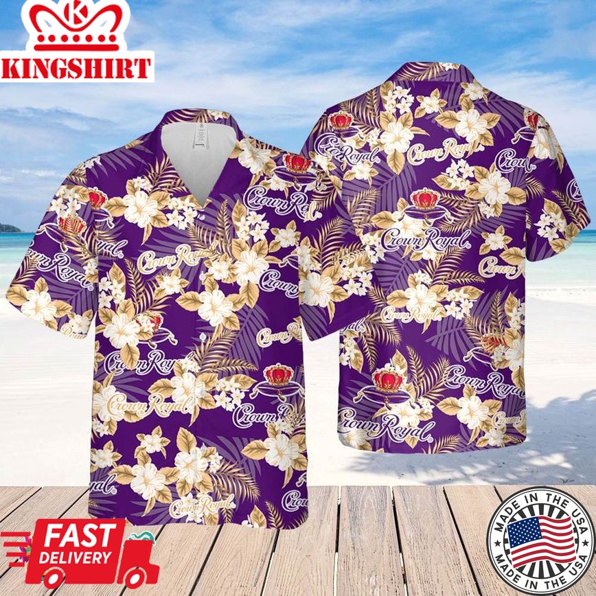 Crown Royal Whiskey Hawaiian Flowers Pattern Shirt, Hawaii Beer Loves Shirt, Summer Hawaii Shirt Beer, Flowers Shirt