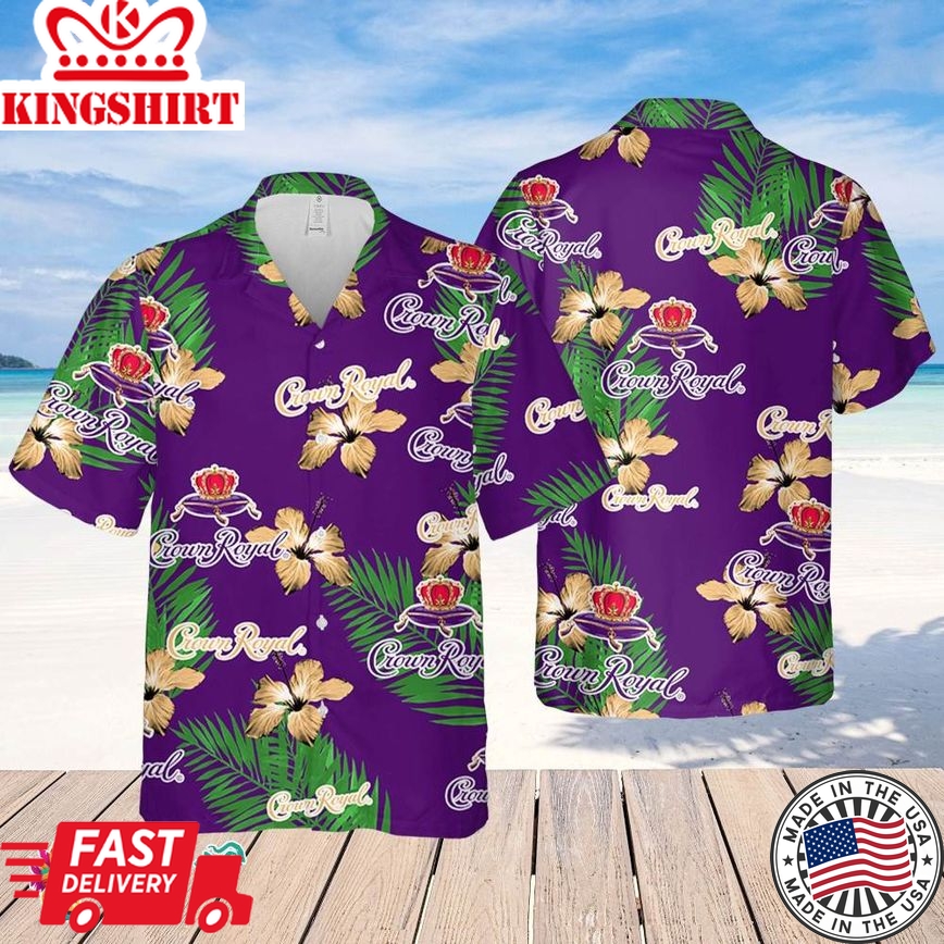 Crown Royal Whiskey Hawaiian Hibiscus Flower Pattern,Tropical Beach Shirt, Hawaiian Flower Shirt, Hawaiian Beer Shirt