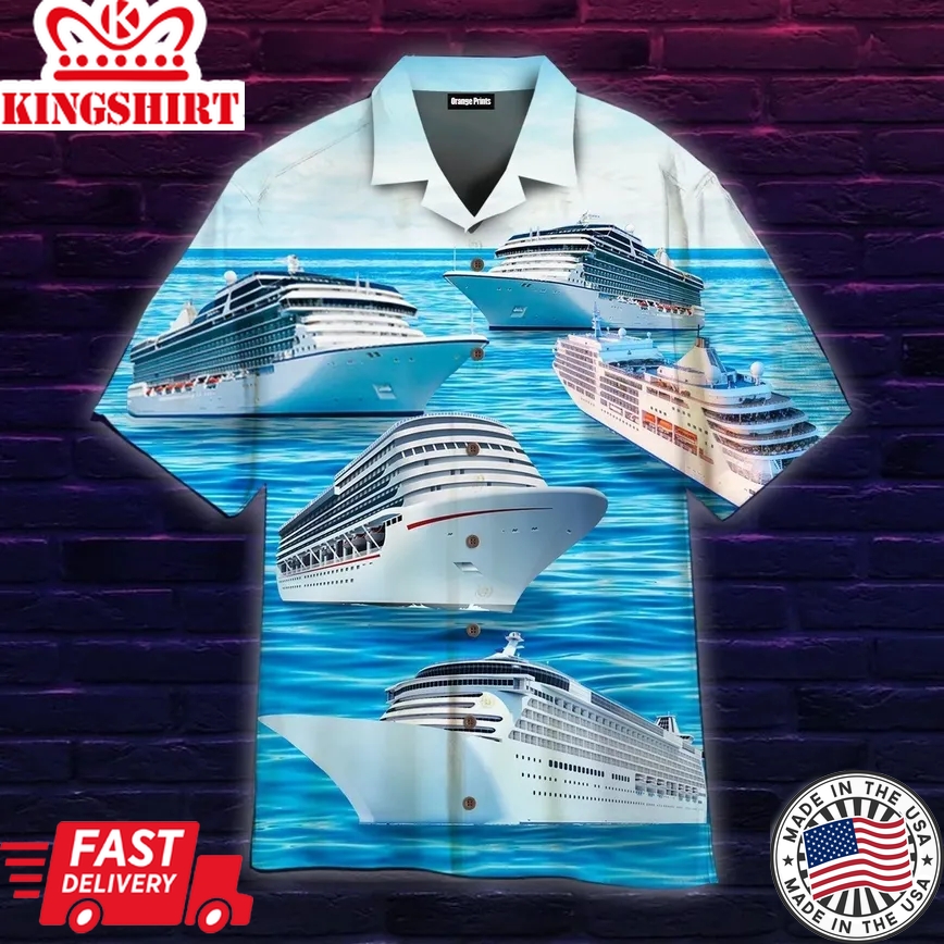 Cruise Ship At The Ocean Trendy Hawaiian Shirt For