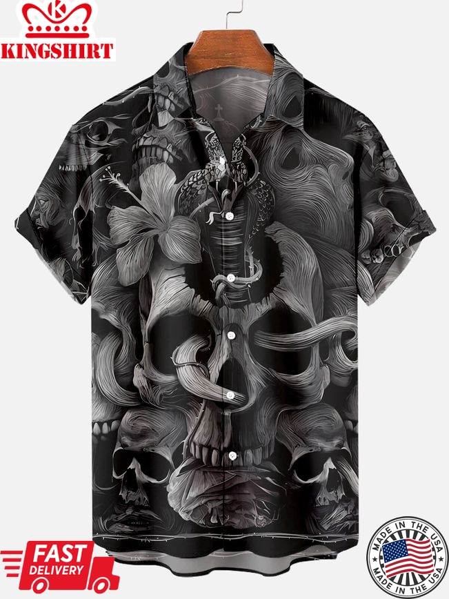 Cthulhu Skull Pattern Men's Short Sleeve Tops