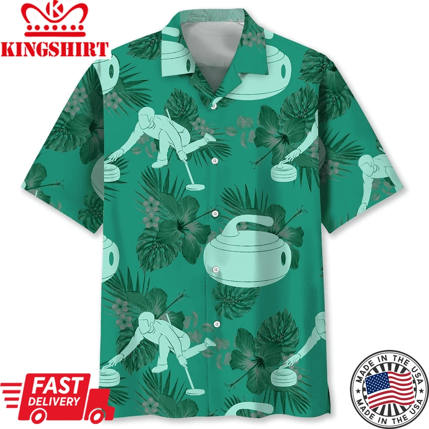 Curling Kelly Green Trendy Hawaiian Shirt