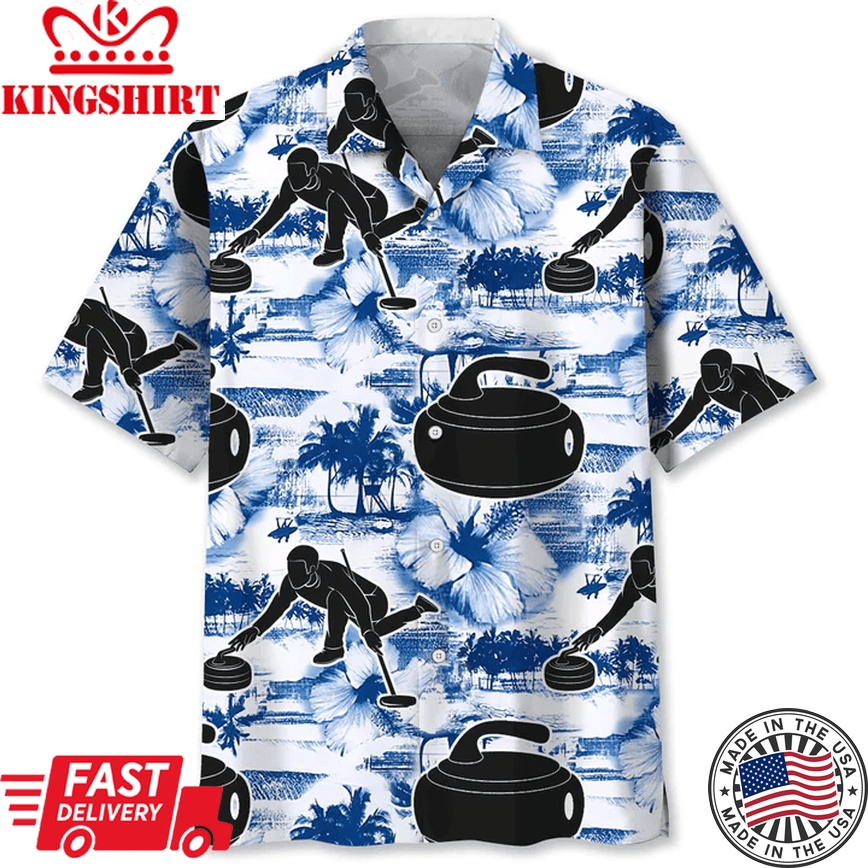 Curling Trendy Hawaiian Shirt, Trendy Hawaiian Shirt For Men, Summer Gift