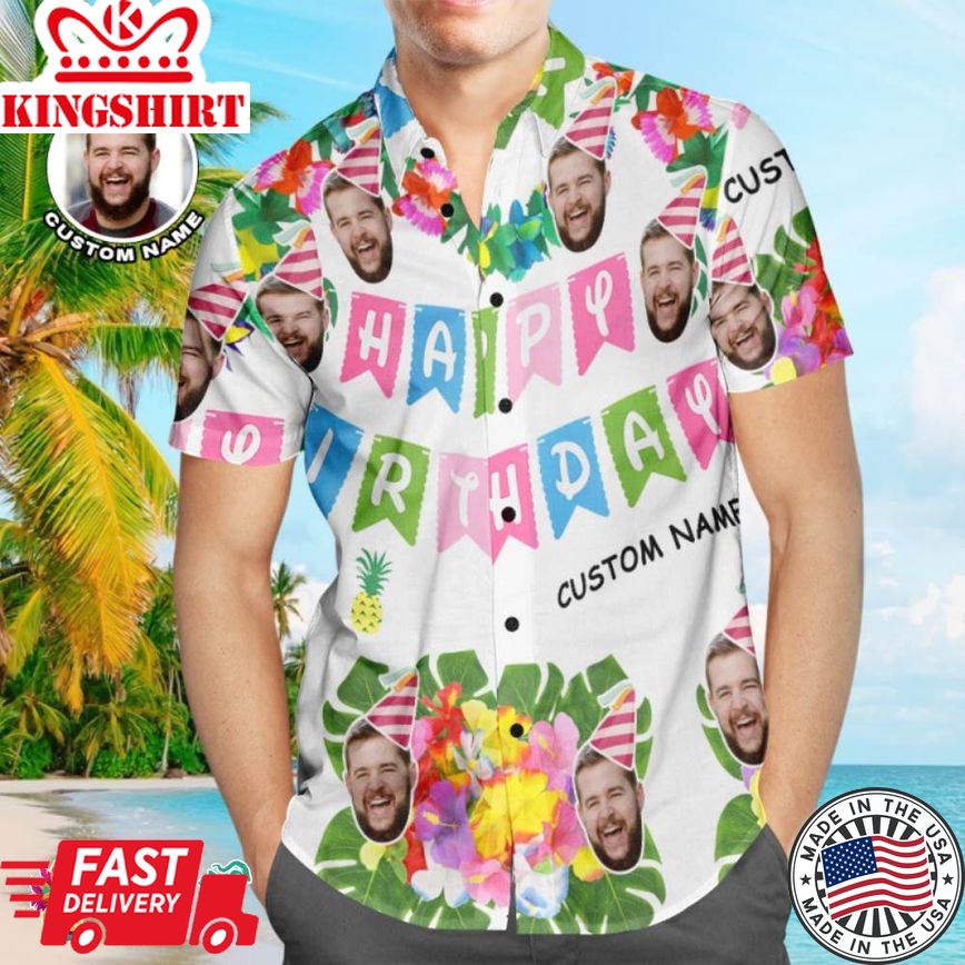 Custom Aloha Birthday Party Trending Hawaiian Shirts Hawaiian Shirt Personalized Face Shirt