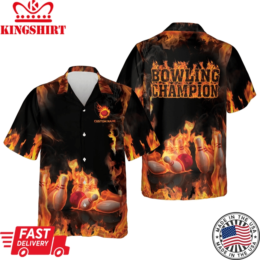 Custom Bowling Champion Hawaiian Bowling Shirts For Men, Bowling Team Shirt, Bowling Gift