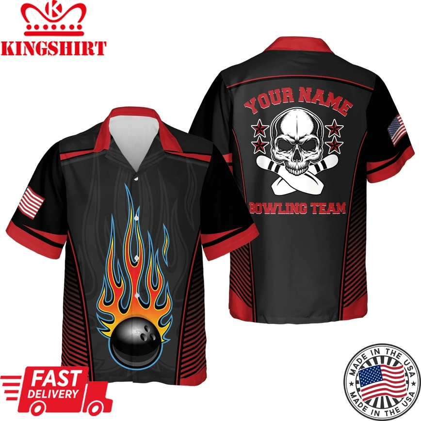 Custom Bowling Trendy Hawaiian Shirts For Men, Skull Hawaiian Bowling Shirts