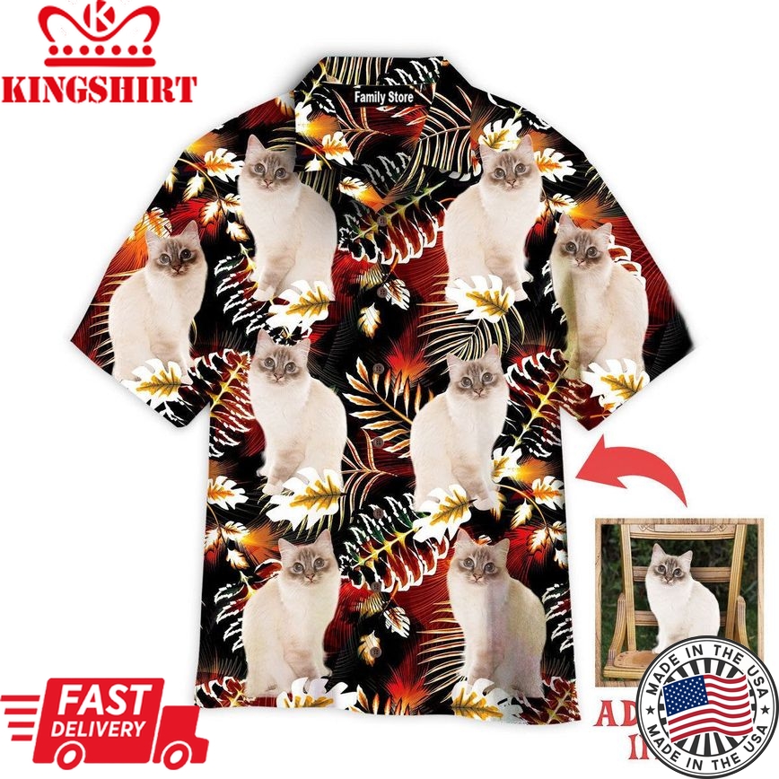 Custom Cat Photo On Vintage Exotic Tropical Custom Hawaiian Shirt