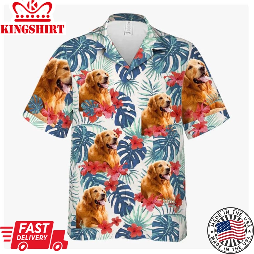 Custom Colorful Tropical Flowers And Leaves - Dog & Cat Hawaiian Shirt