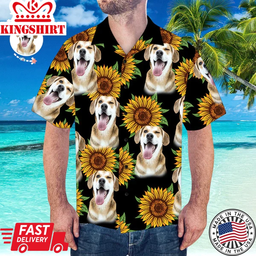 Custom Dog Face Trendy Hawaiian Shirt Custom Tropical Shirts Men's All Over Print Trendy Hawaiian Shirt