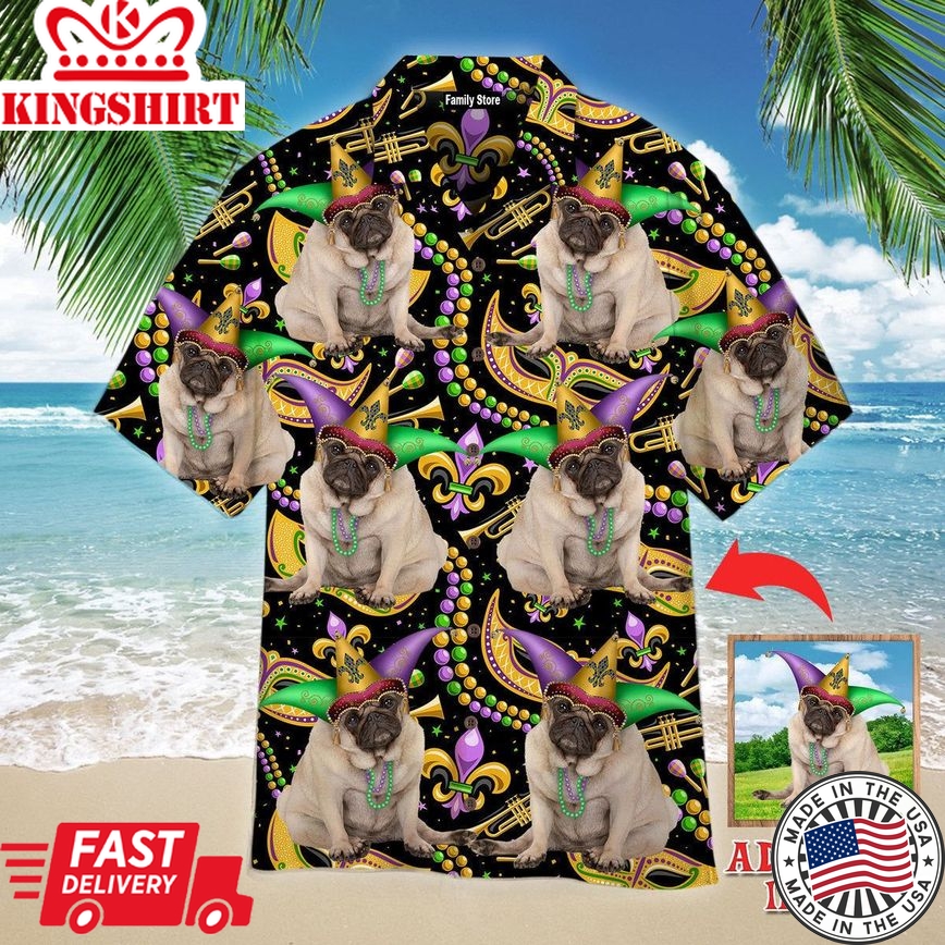 Custom Dog Grumpy Dog Mardi Gras Fat Tuesday Carnival Custom Hawaiian Shirt