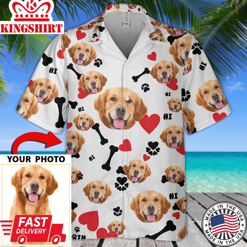 Custom Dog Photo Trendy Hawaiian Shirt, Dog Summer Hawaii Shirt, Dog Trendy Hawaiian Shirt Men